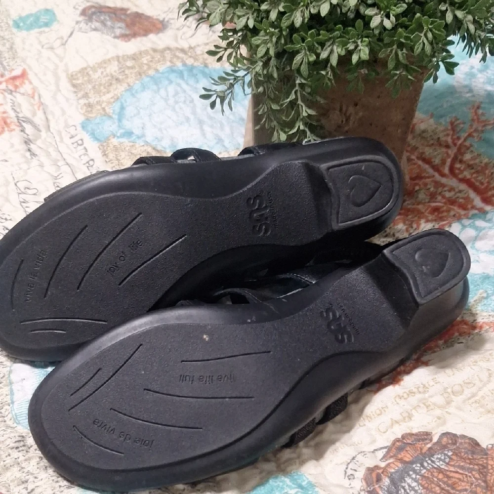 SAS Black Strappy Sandals